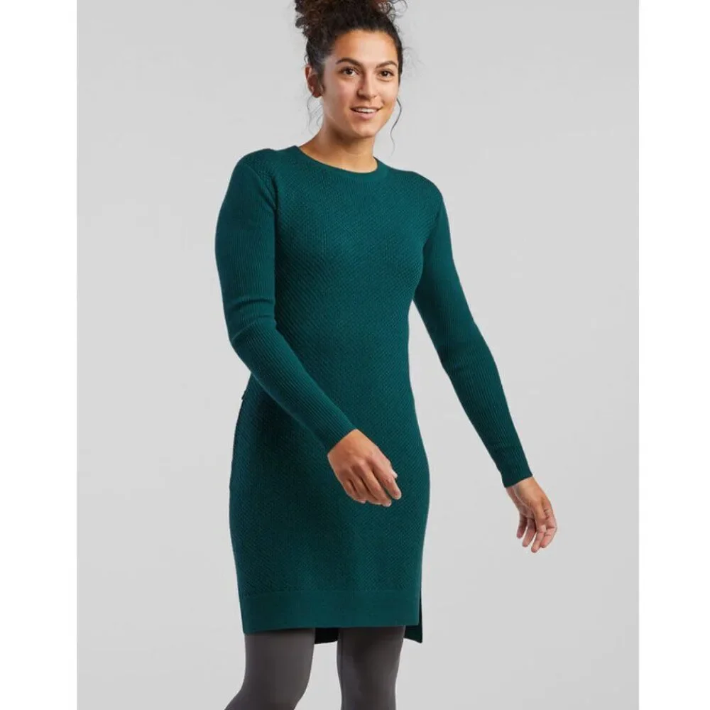 Title Nine Size S Small Woolicious Waffle Sweater Dress Dark Teal Blue - Picture 1 of 13